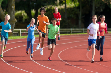 people running on a running track