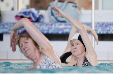 two ladies in pool