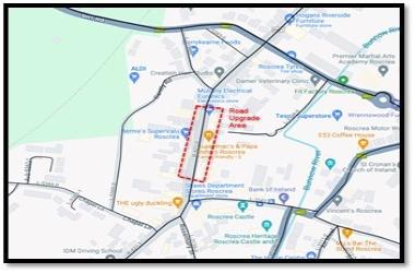 Map of road works on main street Roscrea