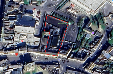 Aerial view of the site outlined in red