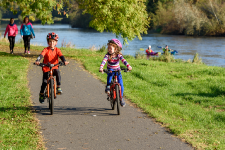 two children cycling
