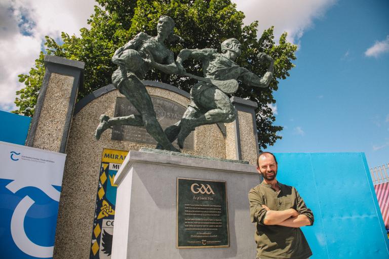 Aidan Harte with sculpture