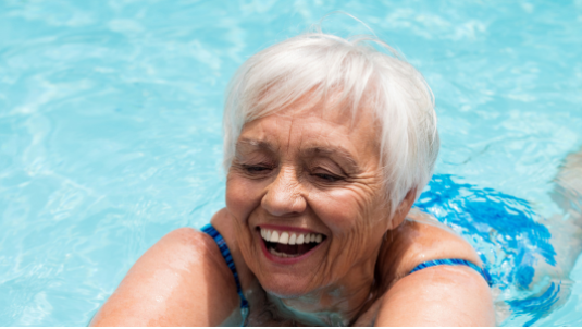 woman in pool