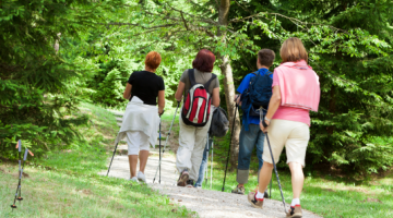 people walking with poles